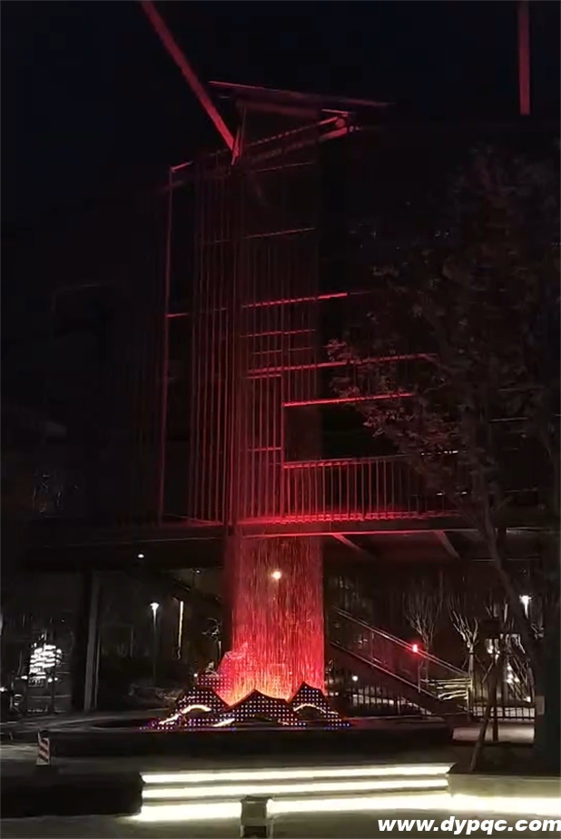 成都江安河都市休闲旅游街区展馆水帘实拍图