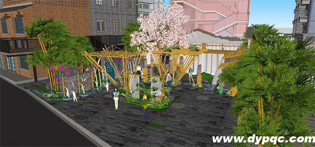 南川东街街心广场竹韵水景效果图