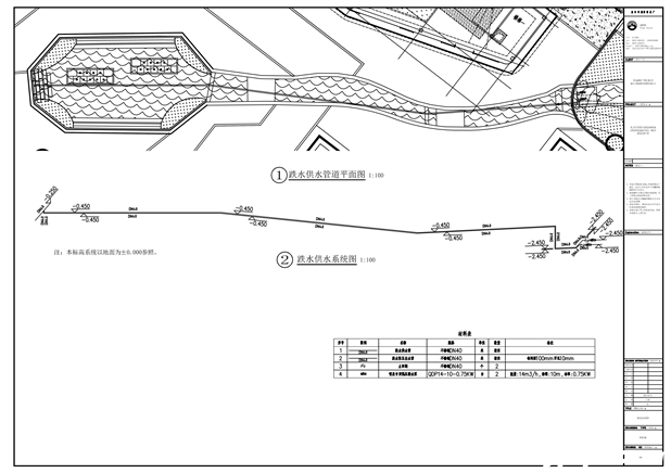 重庆九龙坡建设渠水景跌水瀑布供水CAD系统图