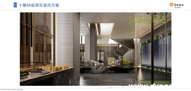 成都华润置地十陵售楼处洽谈区水帘效果图