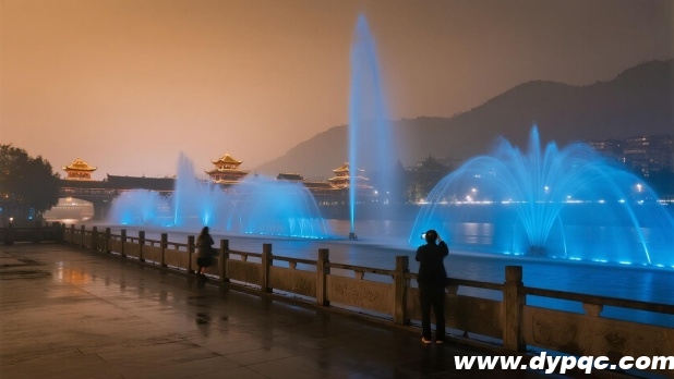 河道音乐喷泉全景