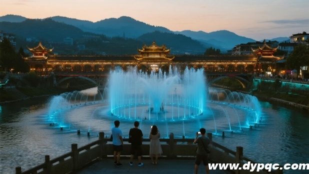 旅游景区音乐喷泉同步起舞