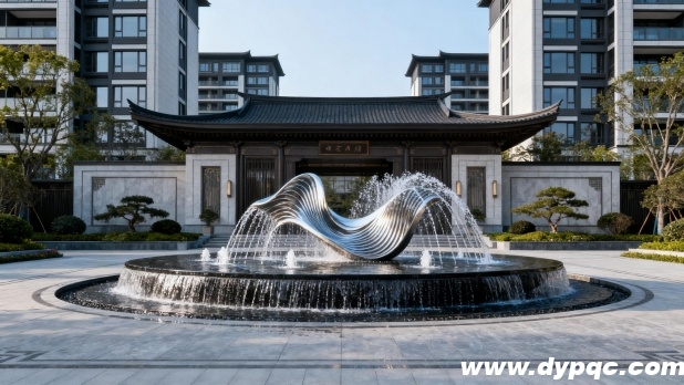 定制化艺术水景与中式建筑完美融合
