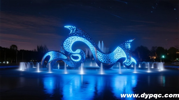夜幕下的主题水景雕塑