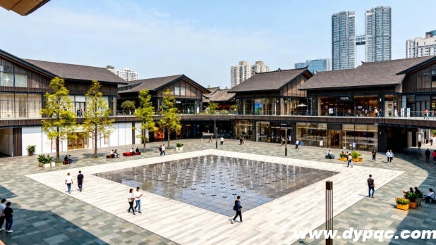 商业综合体广场旱喷铺装整洁的地面