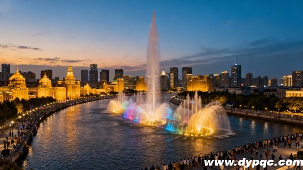 大型河道音乐喷泉已成为城市地标