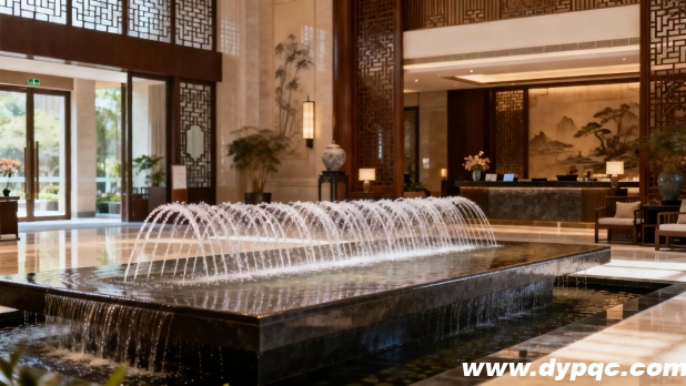 高端酒店大堂的波光泉水景