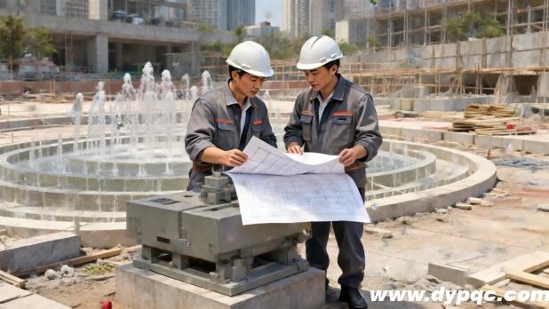 水景喷泉施工调试现场