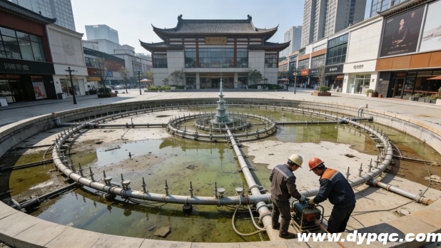 商业广场喷泉维护施工现场