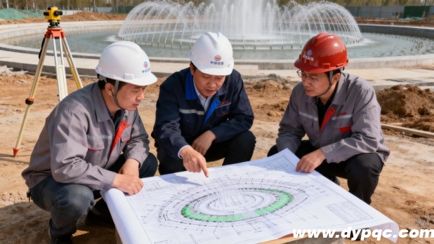 音乐喷泉施工调试现场