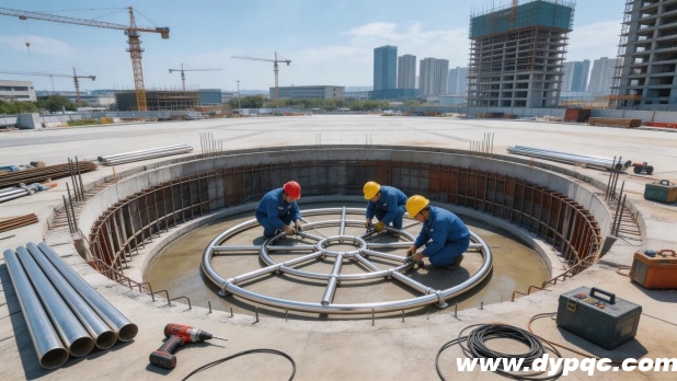 喷泉管道安装施工现场